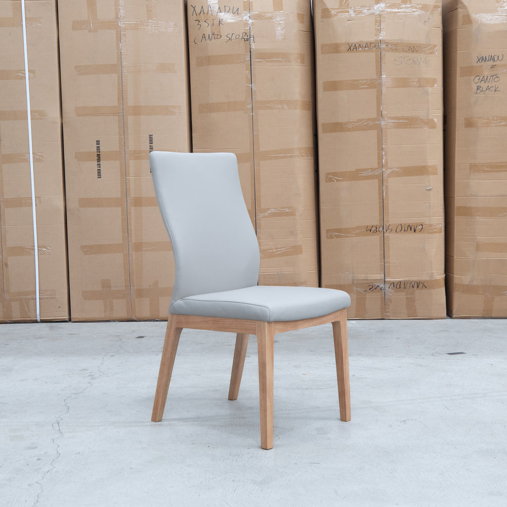The Hampshire Leather Dining Chair - Light Grey available to purchase from Warehouse Furniture Clearance at our next sale event.