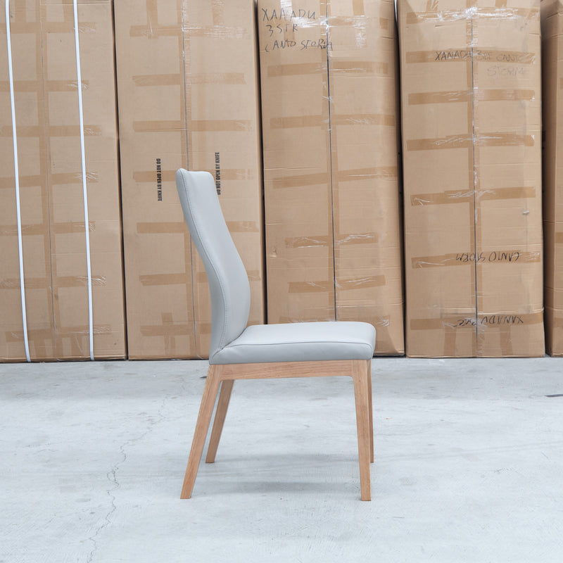 The Hampshire Leather Dining Chair - Light Grey