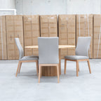 The Hampshire Leather Dining Chair - Light Grey available to purchase from Warehouse Furniture Clearance at our next sale event.
