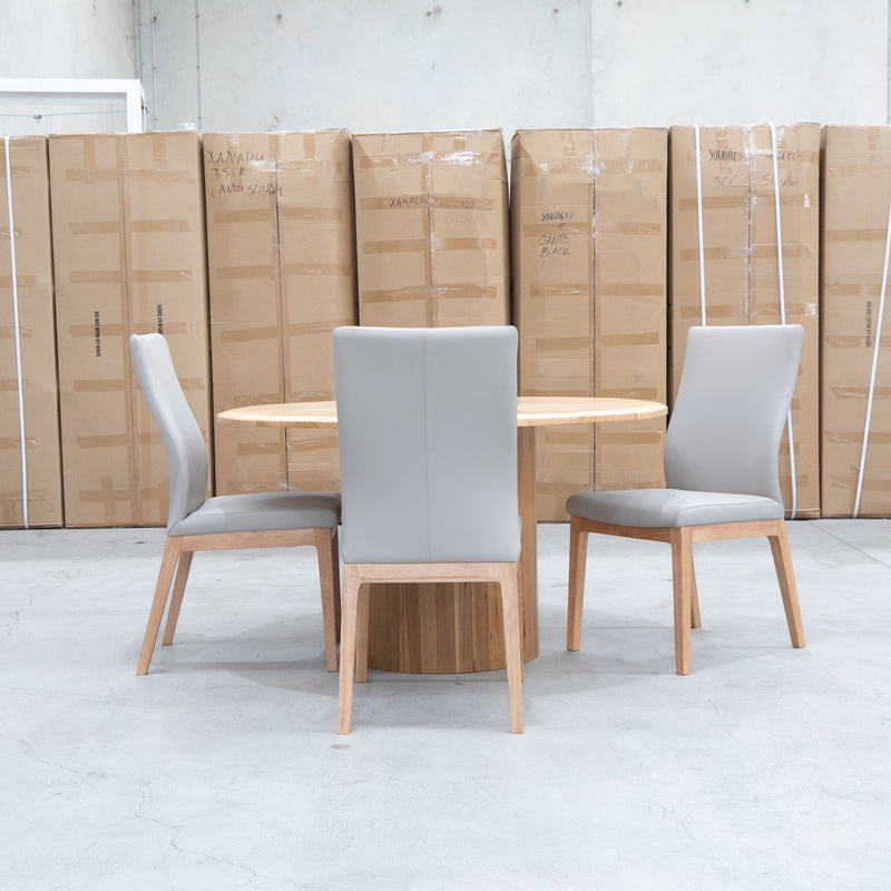 The Hampshire Leather Dining Chair - Light Grey