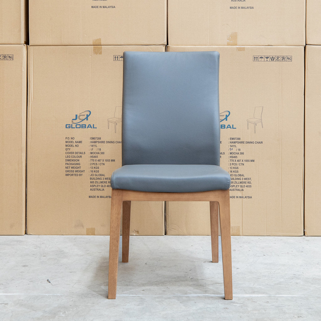 The Hampshire Leather Dining Chair - Charcoal available to purchase from Warehouse Furniture Clearance at our next sale event.