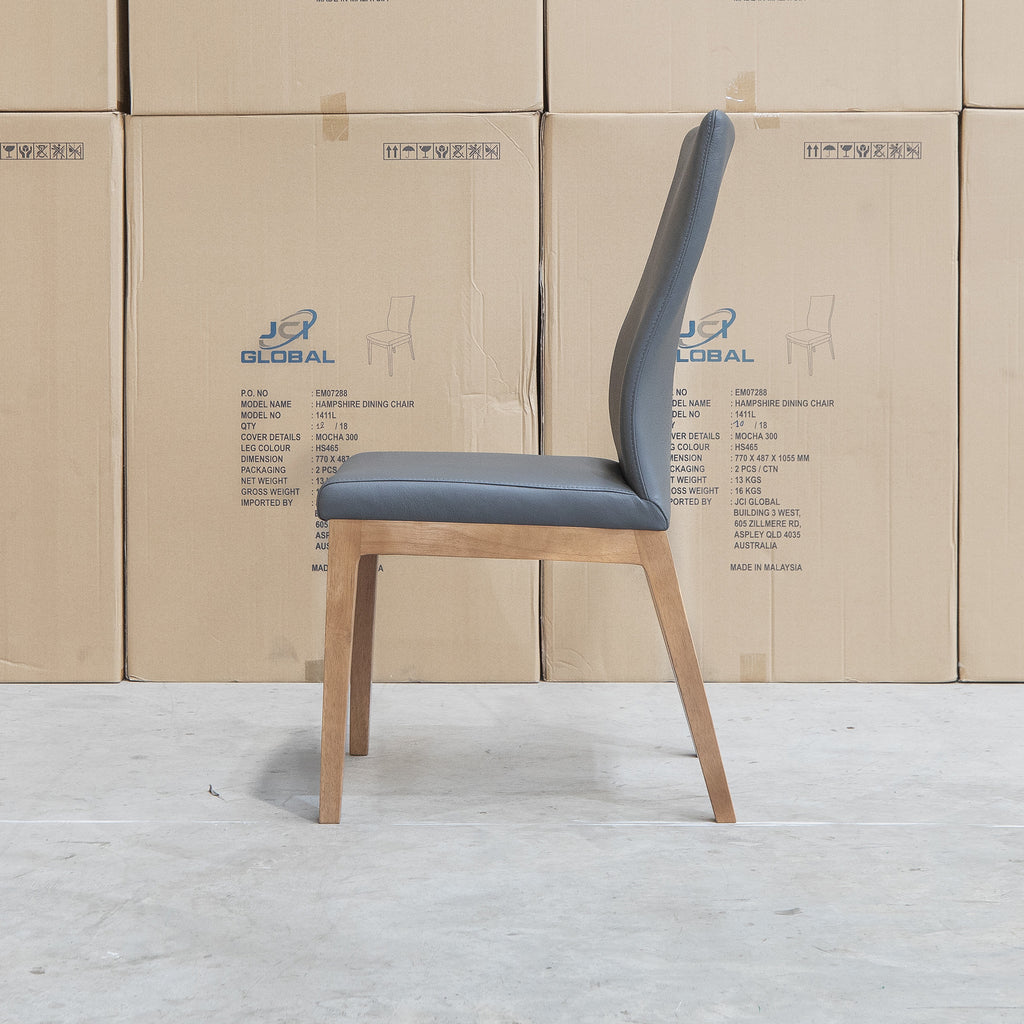 The Hampshire Leather Dining Chair - Charcoal available to purchase from Warehouse Furniture Clearance at our next sale event.
