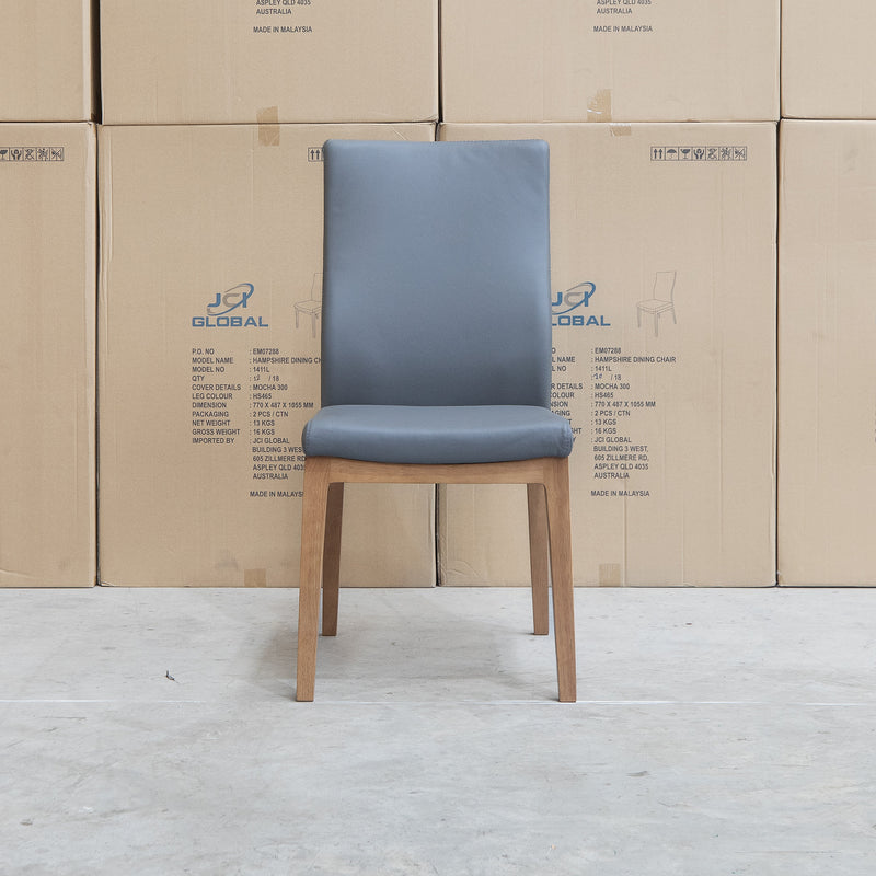 The Hampshire Leather Dining Chair - Grey available to purchase from Warehouse Furniture Clearance at our next sale event.