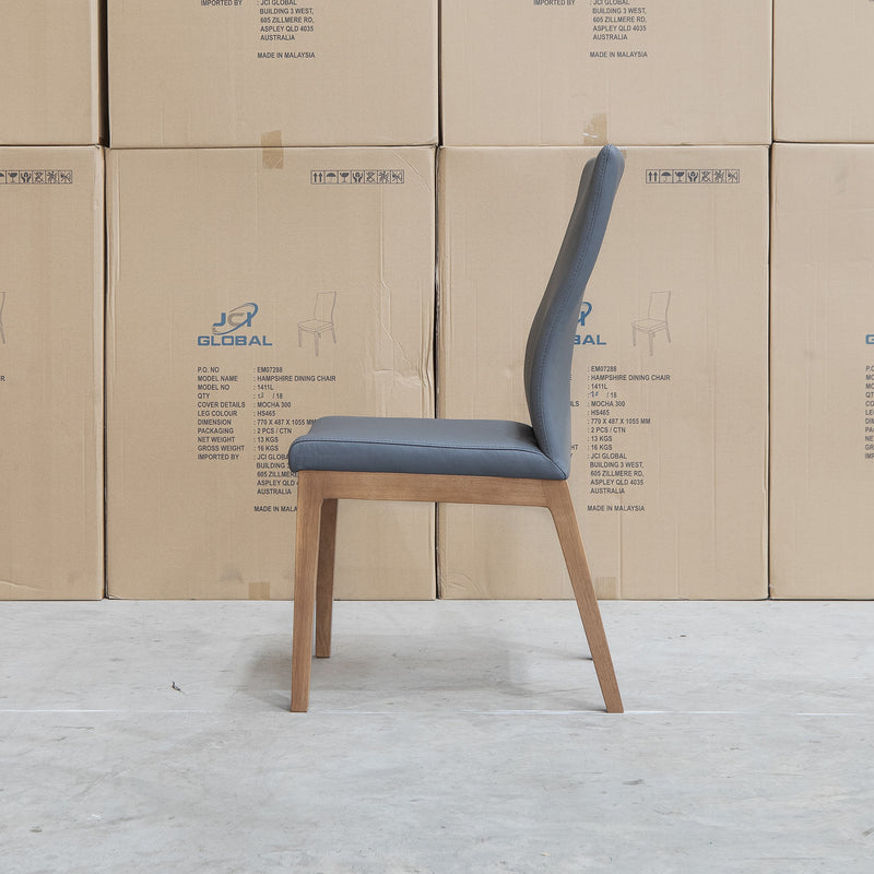 The Hampshire Leather Dining Chair - Grey available to purchase from Warehouse Furniture Clearance at our next sale event.