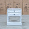 The Hampton Two Drawer Timber Bedside available to purchase from Warehouse Furniture Clearance at our next sale event.