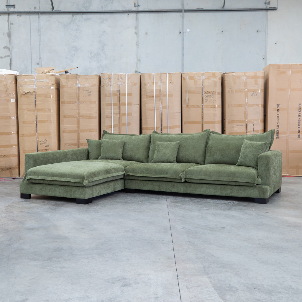 The Haven Deep Seat LHF Chaise Lounge - Fern available to purchase from Warehouse Furniture Clearance at our next sale event.