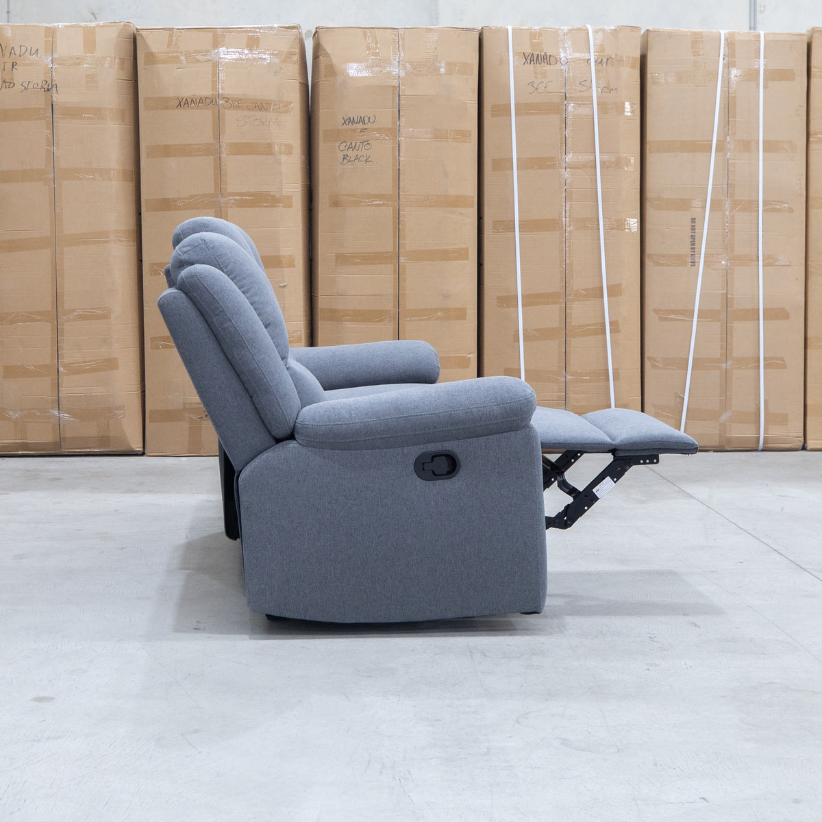 The Hayman Three Seat Recliner Lounge - Slate available to purchase from Warehouse Furniture Clearance at our next sale event.