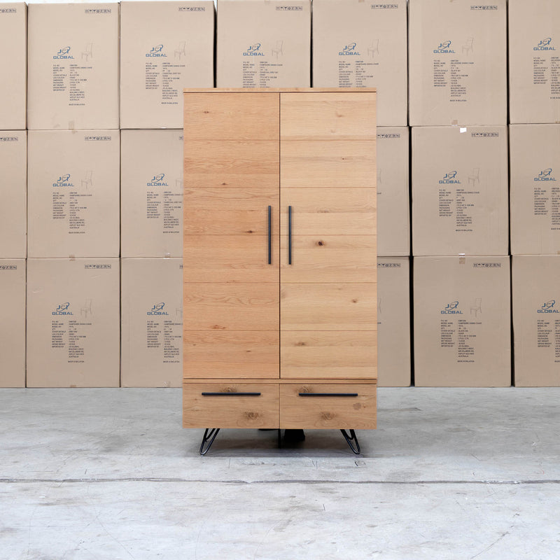 The IA Timber Wardrobe available to purchase from Warehouse Furniture Clearance at our next sale event.