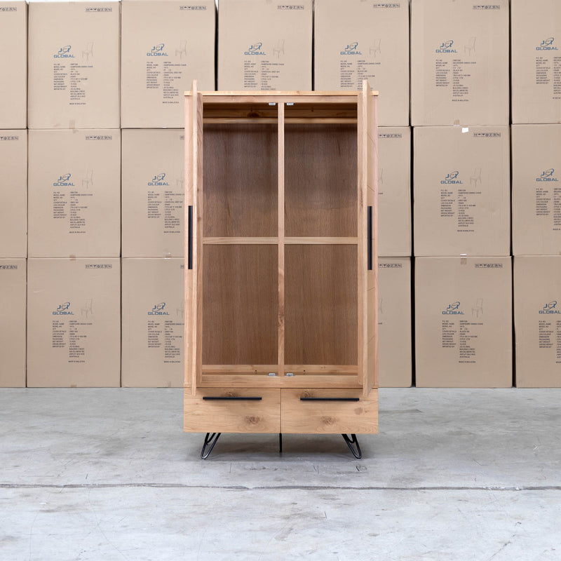 The IA Timber Wardrobe available to purchase from Warehouse Furniture Clearance at our next sale event.