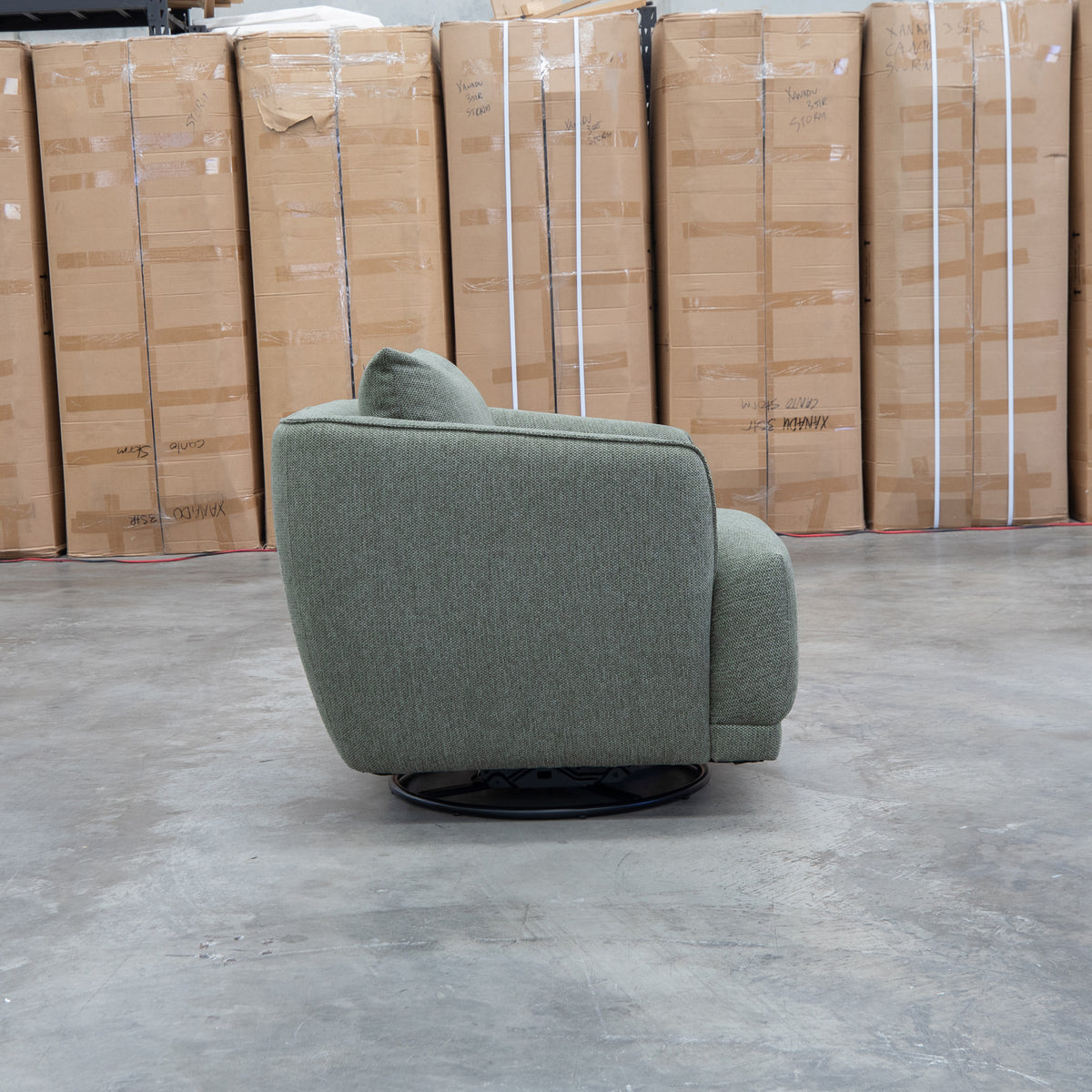 The James Rocker Swivel Chair - Olive - PRE ORDER Available After 5th November available to purchase from Warehouse Furniture Clearance at our next sale event.
