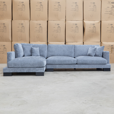 The Jersey Deep Seated Feather & Foam LHF Chaise Lounge - Frost available to purchase from Warehouse Furniture Clearance at our next sale event.