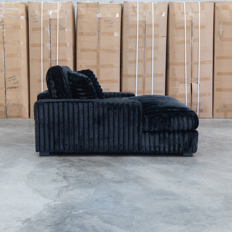 The Kalena Oversized Plush Feather & Foam Single Chaise - Black