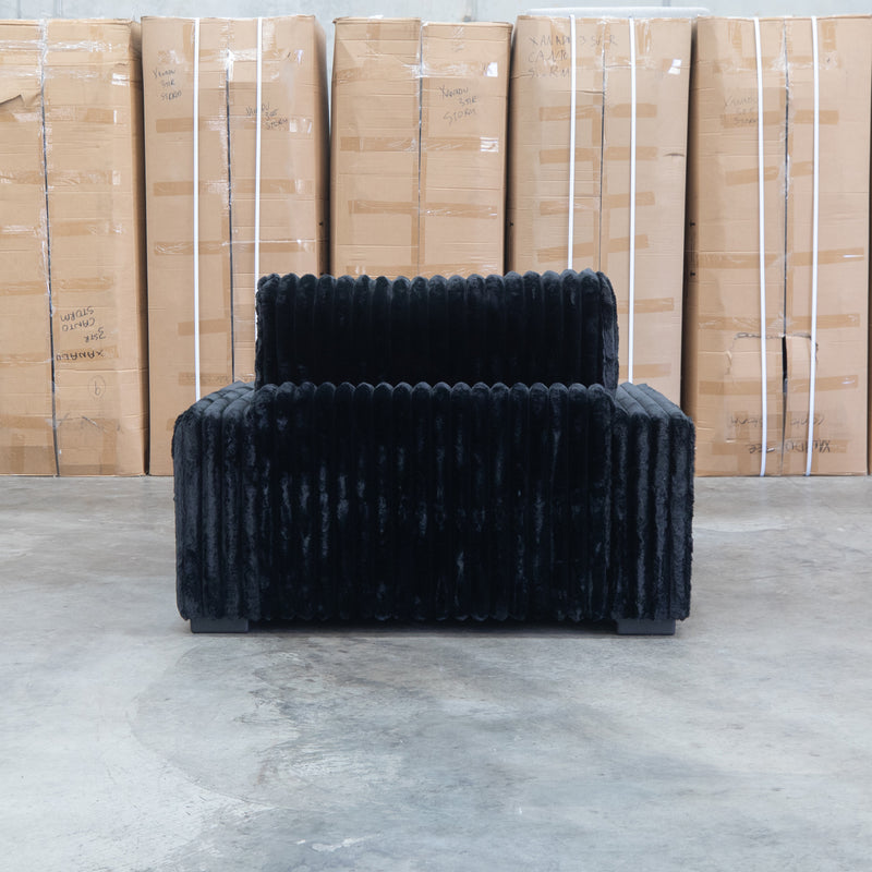 The Kalena Oversized Plush Feather & Foam Single Chaise - Black