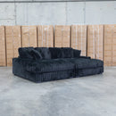 Kalena Oversized Plush Feather & Foam Double Chaise Lounge - Black