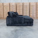 Kalena Oversized Plush Feather & Foam Double Chaise Lounge - Black