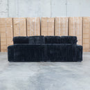 Kalena Oversized Plush Feather & Foam Double Chaise Lounge - Black