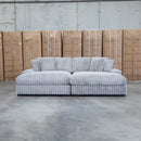 Kalena Oversized Plush Feather & Foam Double Chaise Lounge - Silver