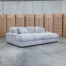 Kalena Oversized Plush Feather & Foam Double Chaise Lounge - Silver