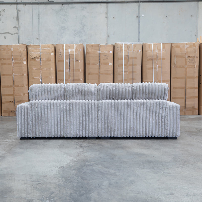 The Kalena Oversized Plush Feather & Foam Double Chaise Lounge - Silver