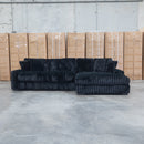 Kalena Oversized Plush Feather & Foam RHF Chaise Lounge - Black