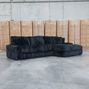 Kalena Oversized Plush Feather & Foam RHF Chaise Lounge - Black