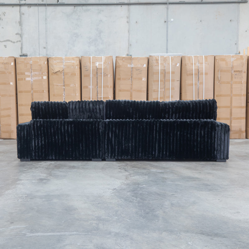 The Kalena Oversized Plush Feather & Foam RHF Chaise Lounge - Black