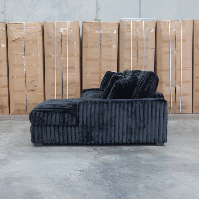The Kalena Oversized Plush Feather & Foam RHF Chaise Lounge - Black
