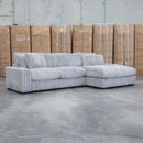 Kalena Oversized Plush Feather & Foam RHF Chaise Lounge - Silver