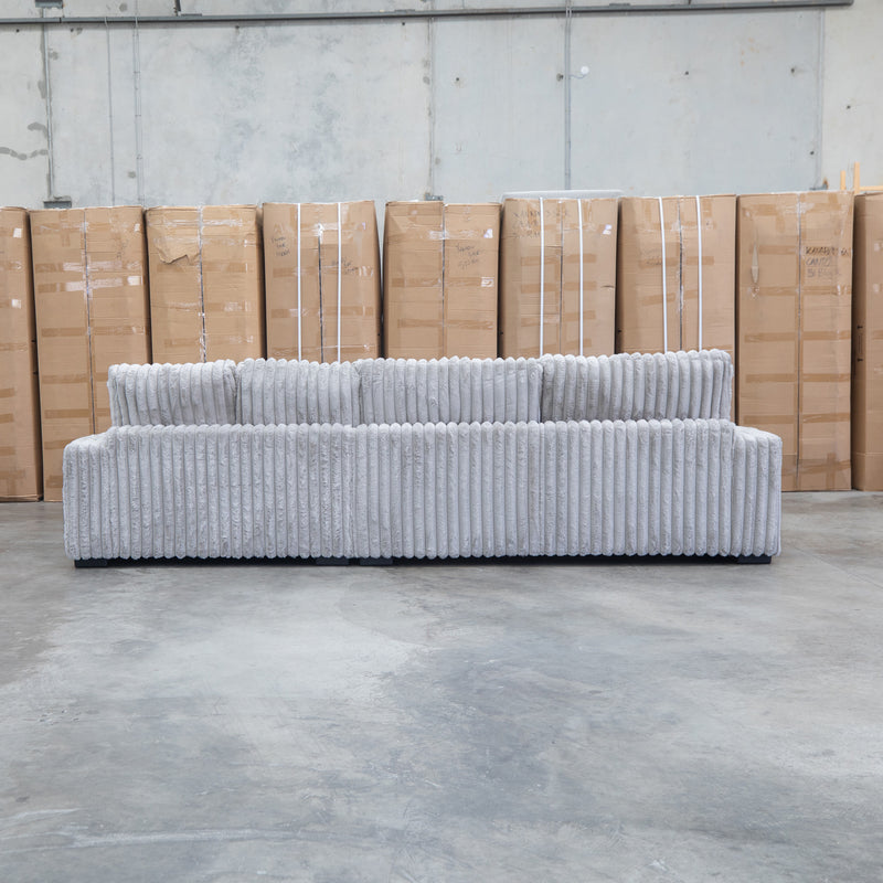 The Kalena Oversized Plush Feather & Foam RHF Chaise Lounge - Silver