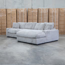 Kalena Oversized Plush Feather & Foam RHF Chaise Lounge - Silver