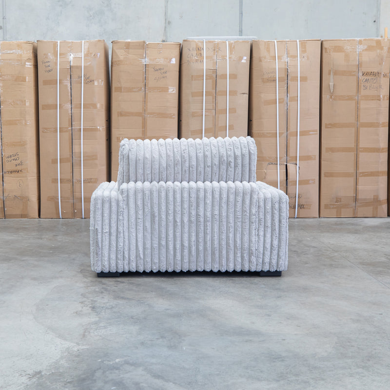 The Kalena Oversized Plush Feather & Foam Single Chaise - Silver