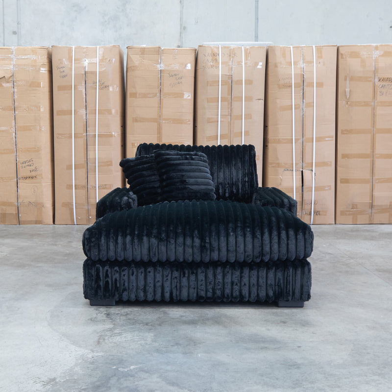 The Kalena Oversized Plush Feather & Foam Single Chaise - Black