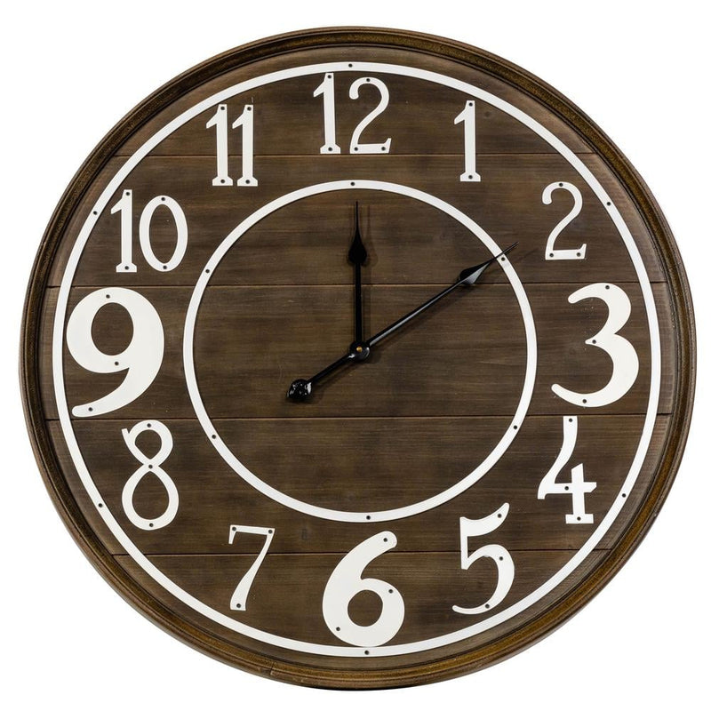 The Kensington Station Wall Clock Large Numbers 80 cm - Vintage Brown - ME112 - Available In-Store Only available to purchase from Warehouse Furniture Clearance at our next sale event.