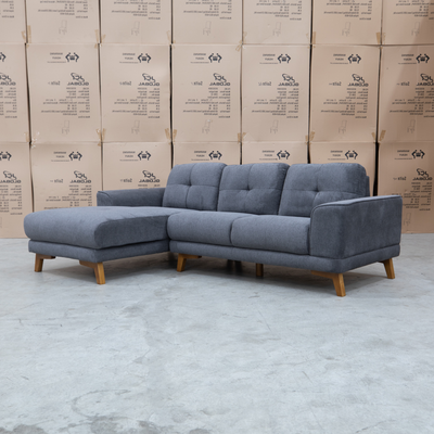The Khloe Three Seat Chaise Lounge LHF - Shadow available to purchase from Warehouse Furniture Clearance at our next sale event.