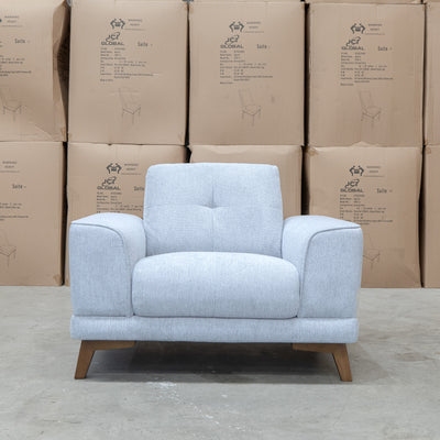 The Khloe Fabric Armchair - Whisper available to purchase from Warehouse Furniture Clearance at our next sale event.