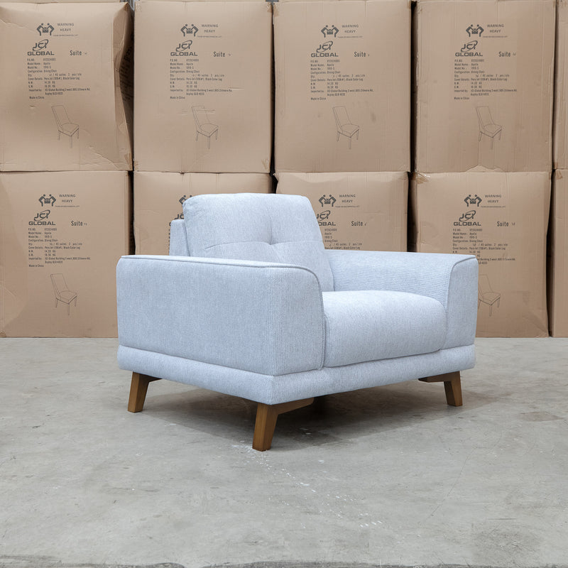 The Khloe Fabric Armchair - Whisper available to purchase from Warehouse Furniture Clearance at our next sale event.