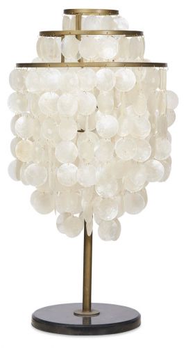 The Capiz Shell Tierred Table Lamp - Gold/Cream - LG01 - Available In-Store Only available to purchase from Warehouse Furniture Clearance at our next sale event.