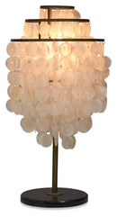 The Capiz Shell Tierred Table Lamp - Gold/Cream - LG01 - Available In-Store Only available to purchase from Warehouse Furniture Clearance at our next sale event.