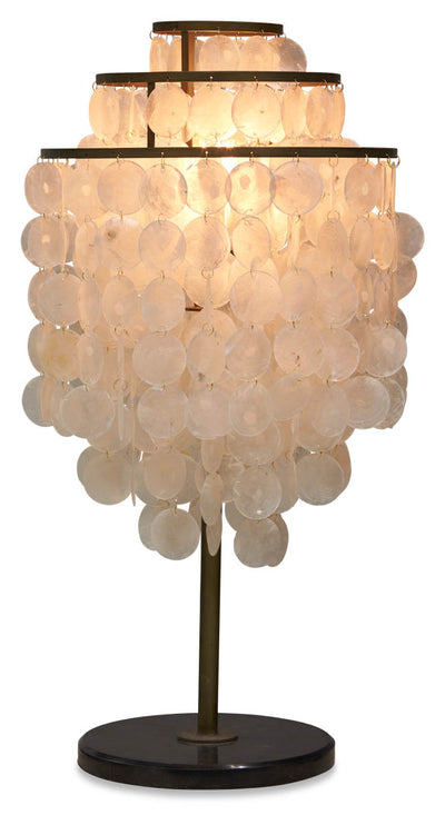The Capiz Shell Tierred Table Lamp - Gold/Cream - LG01 - Available In-Store Only available to purchase from Warehouse Furniture Clearance at our next sale event.