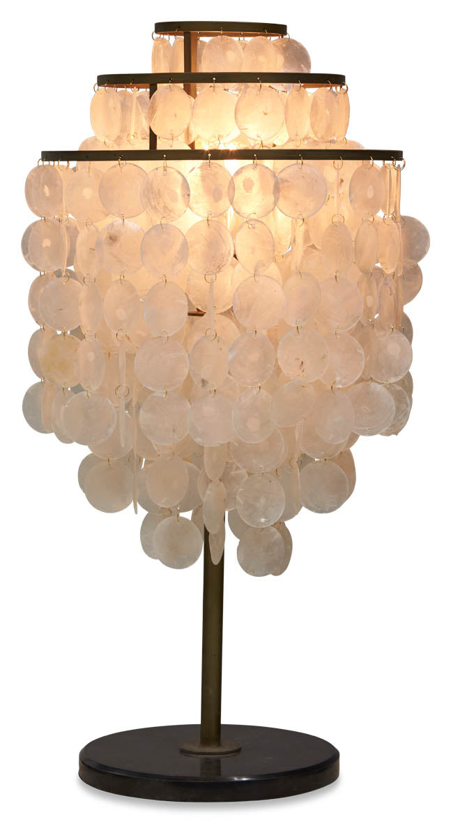 The Capiz Shell Tierred Table Lamp - Gold/Cream - LG01 - Available In-Store Only available to purchase from Warehouse Furniture Clearance at our next sale event.
