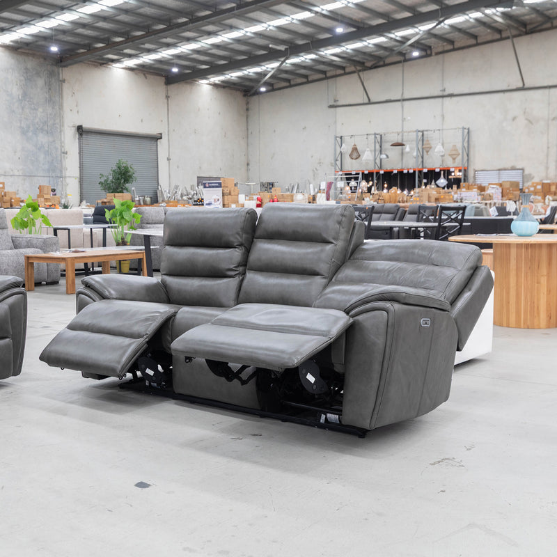 The La-Z-Boy Neilson Twin Power Reclining 3 Seater - Sidekick Charcoal available to purchase from Warehouse Furniture Clearance at our next sale event.