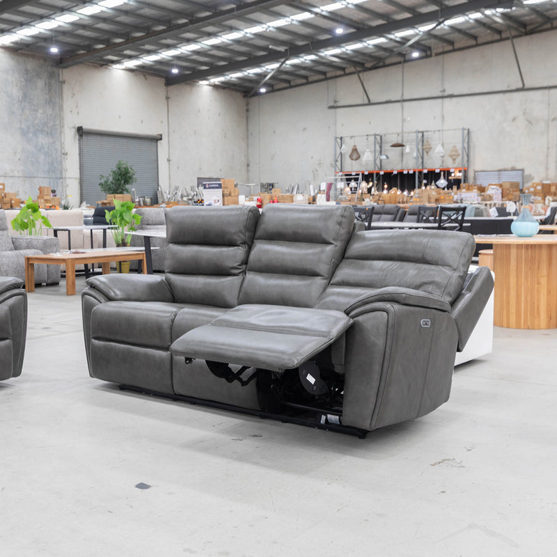 The La-Z-Boy Neilson Twin Power Reclining 3 Seater - Sidekick Charcoal available to purchase from Warehouse Furniture Clearance at our next sale event.