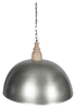 The Large Iron Pendant Light with Wood Top - Antique Silver/White Wash - VE42 - Available In-Store Only