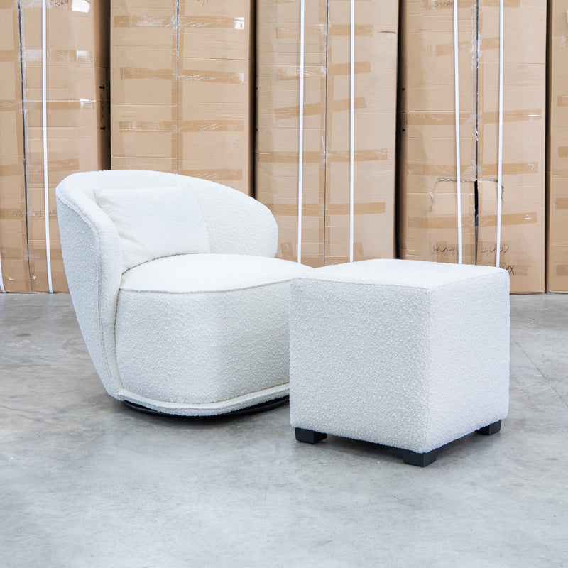 The Laura Boucle Ottoman - Cream