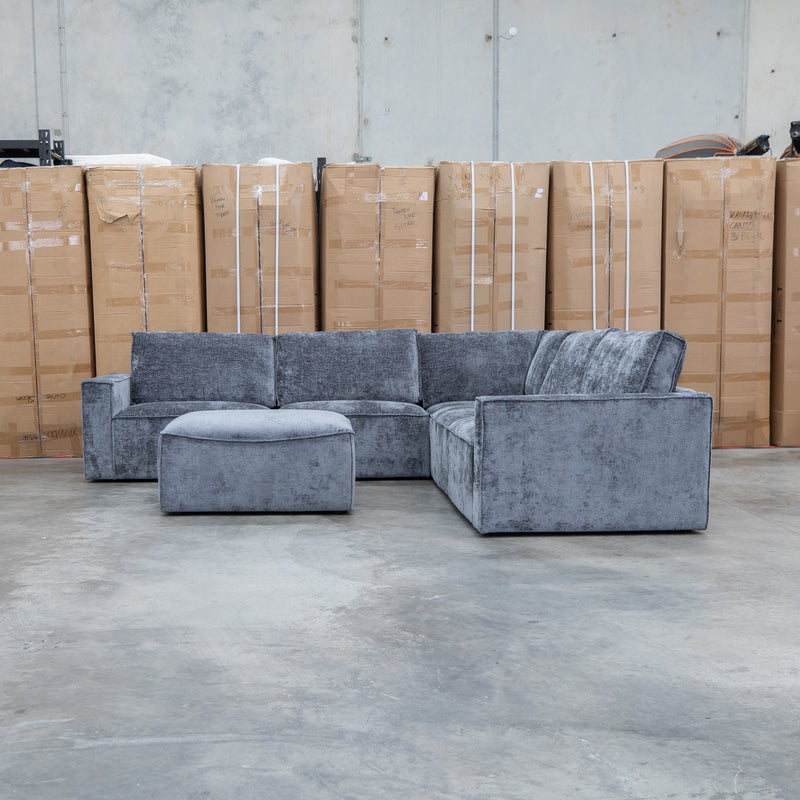 Layne Modular Corner Lounge with Ottoman - Solo Charcoal