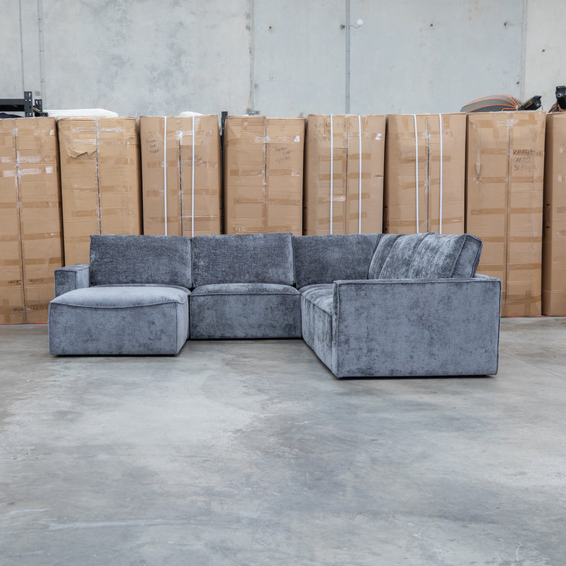 Layne Modular Corner Lounge with Ottoman - Solo Charcoal