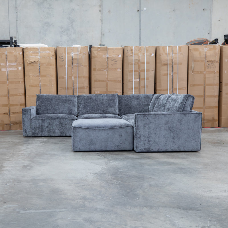 Layne Modular Corner Lounge with Ottoman - Solo Charcoal