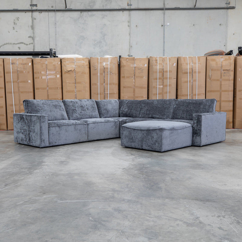 Layne Modular Corner Lounge with Ottoman - Solo Charcoal