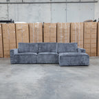 The Layne RHF Chaise Lounge - Solo Charcoal available to purchase from Warehouse Furniture Clearance at our next sale event.
