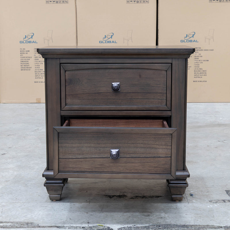 Library Two Drawer Bedside - Grey Oak